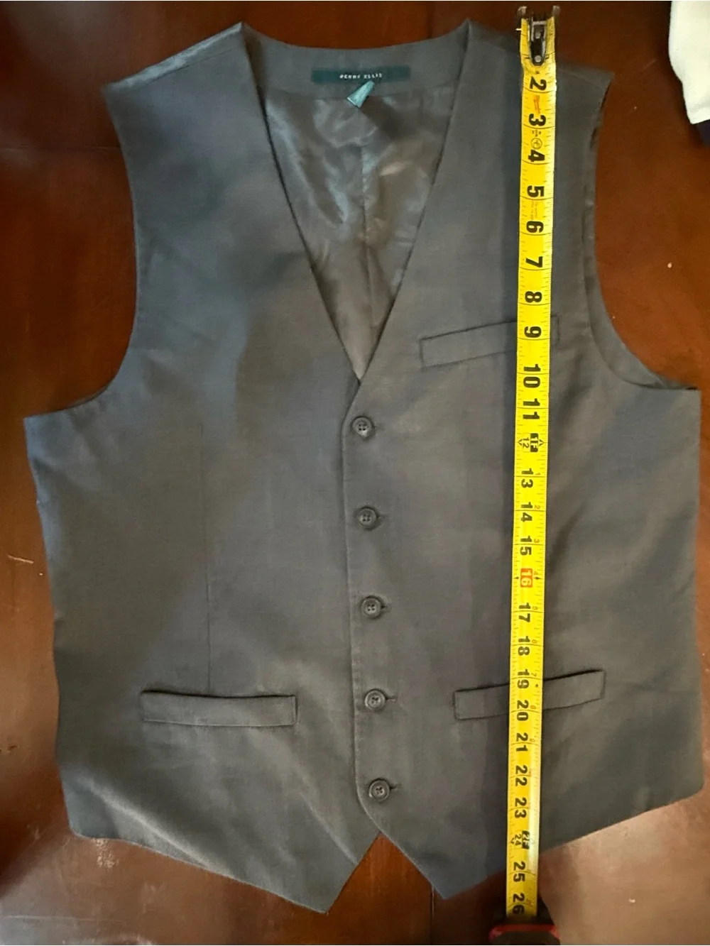 Perry Ellis Men’s Charcoal Gray Button-Front Waistcoat Vest
